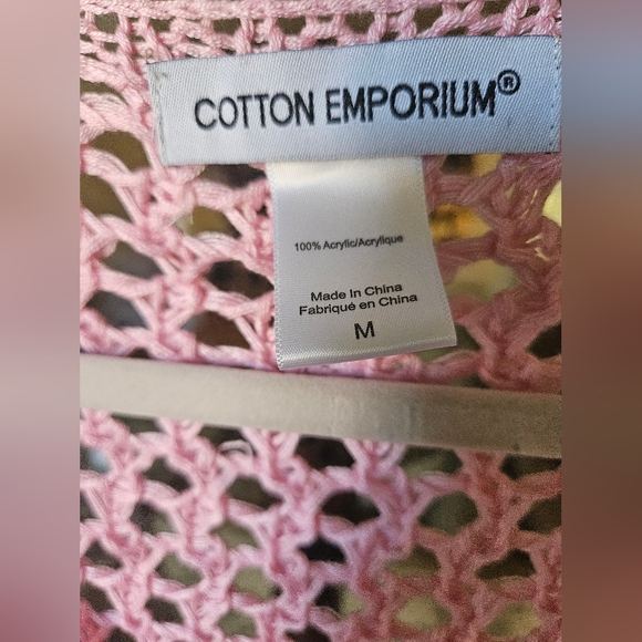 NWOT Cotton Emporium patchwork crochet sweater pink/multicolor - Picture 7 of 7